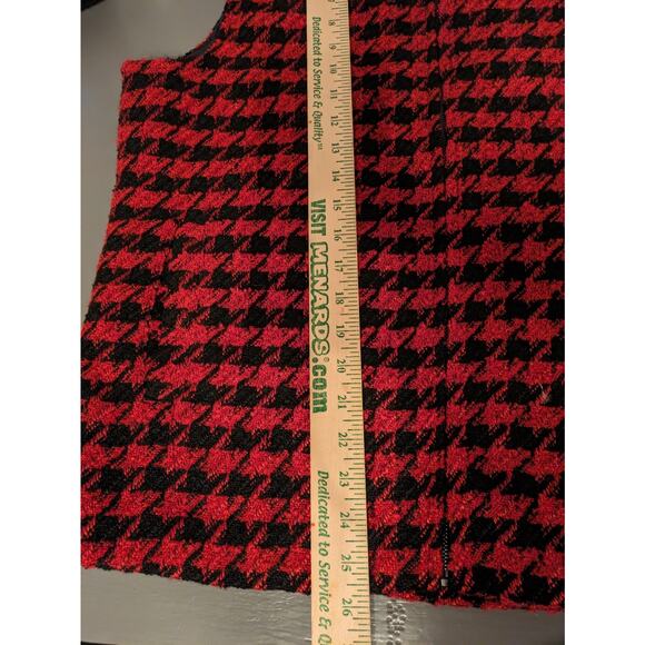 Lulu B Vest Women Large Red Houndstooth Black Checkered Soft Outdoor Autumn - Picture 8 of 10